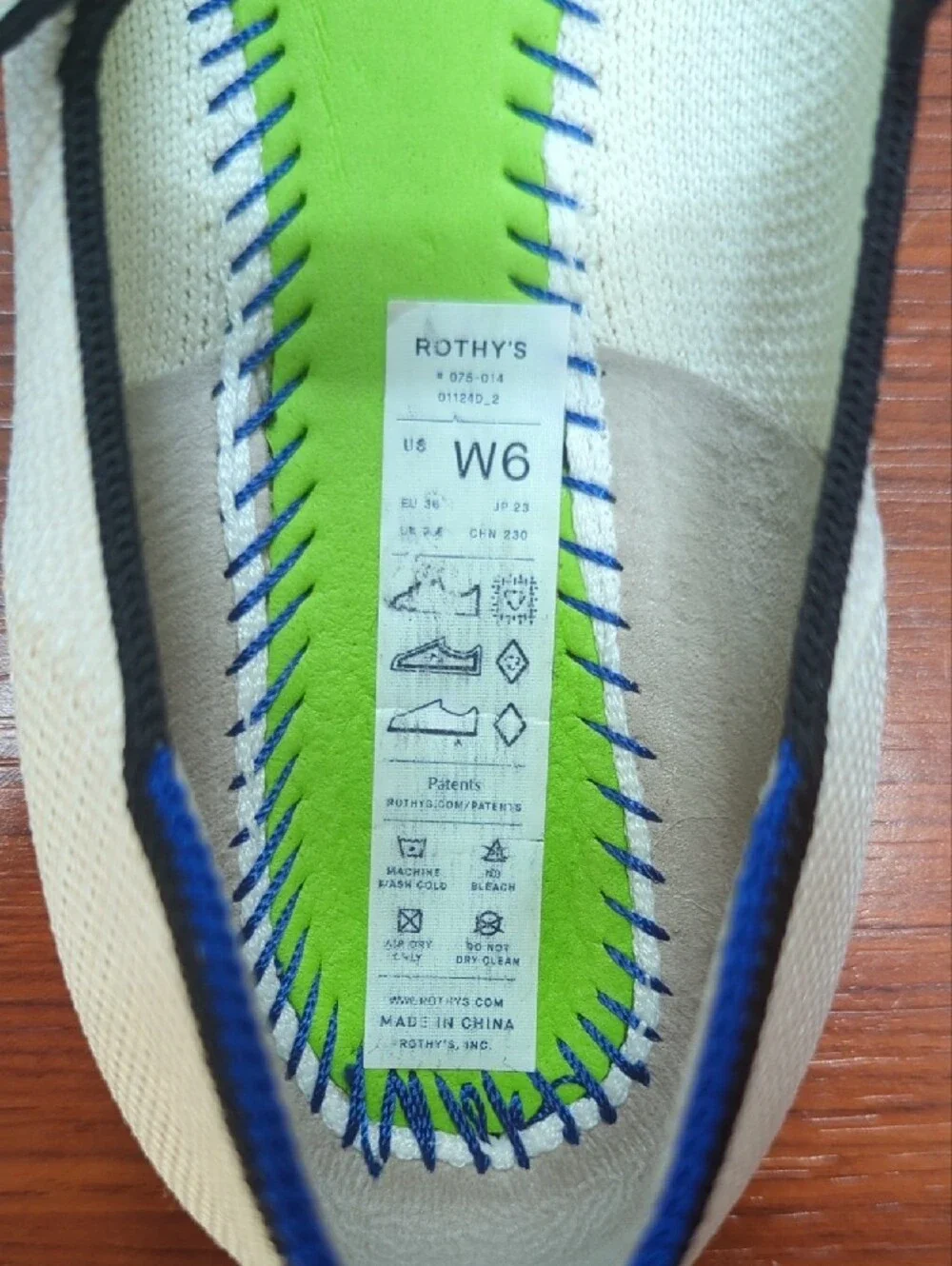 Rothy's Off White Square Toe Mary Jane Flats with Black Trim Size 6
